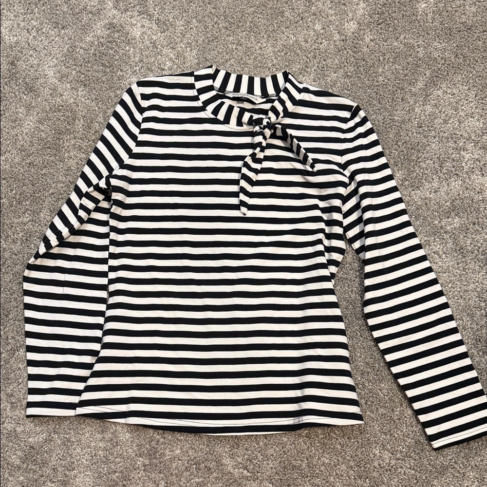 Royal Monk Striped Black and White Women's Top